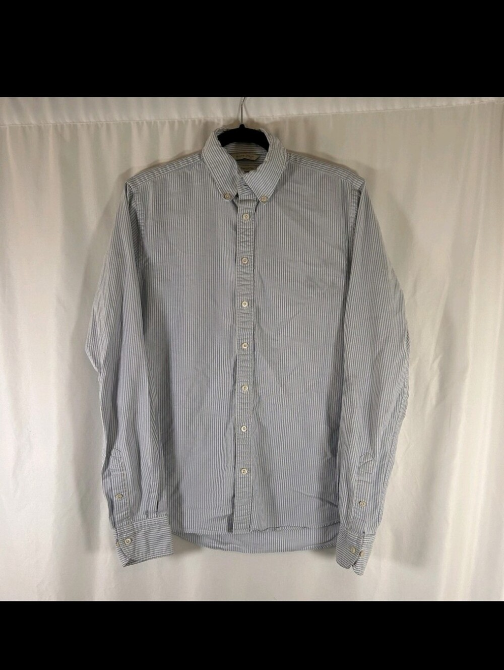 Suitsupply Dress Shirt Men's 15.5 Long Blue White Striped Egyptian Cotton